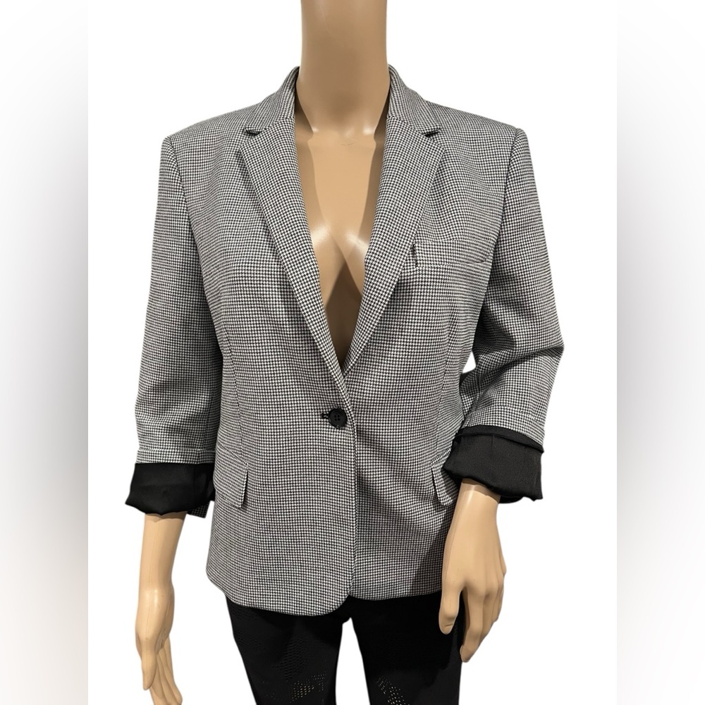 Theory Womens Shrunken Blazer Black Multi Single breasted Size 8 - Picture 4 of 14